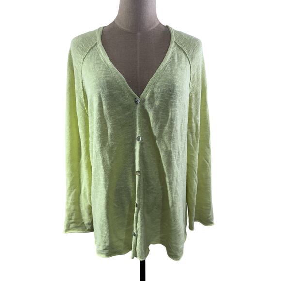 "EILEEN FISHER" Lime Organic Linen & Organic Cotton Shirt,Summer,Airy,Breathable - Picture 1 of 10